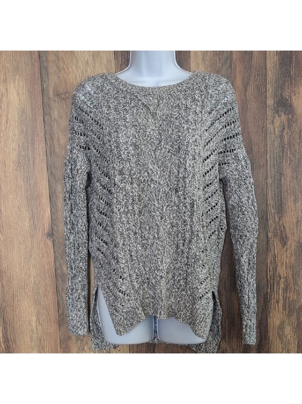 Express Marled Gray Crew Neck Oversized Sweater XS